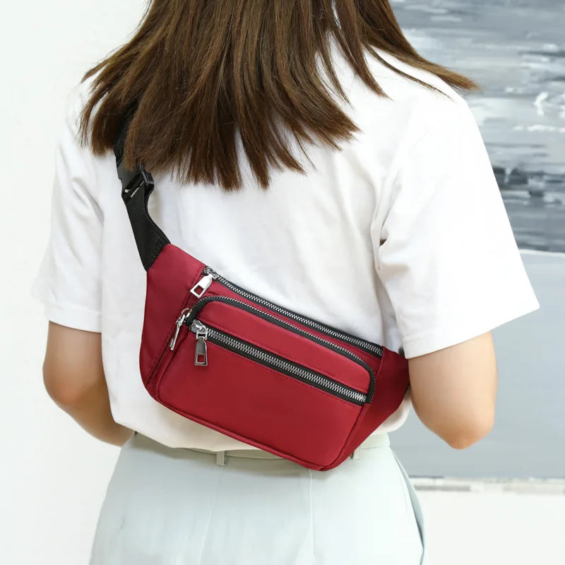 Oxford Cloth Waist Bag Zipper Chest Bag for Women