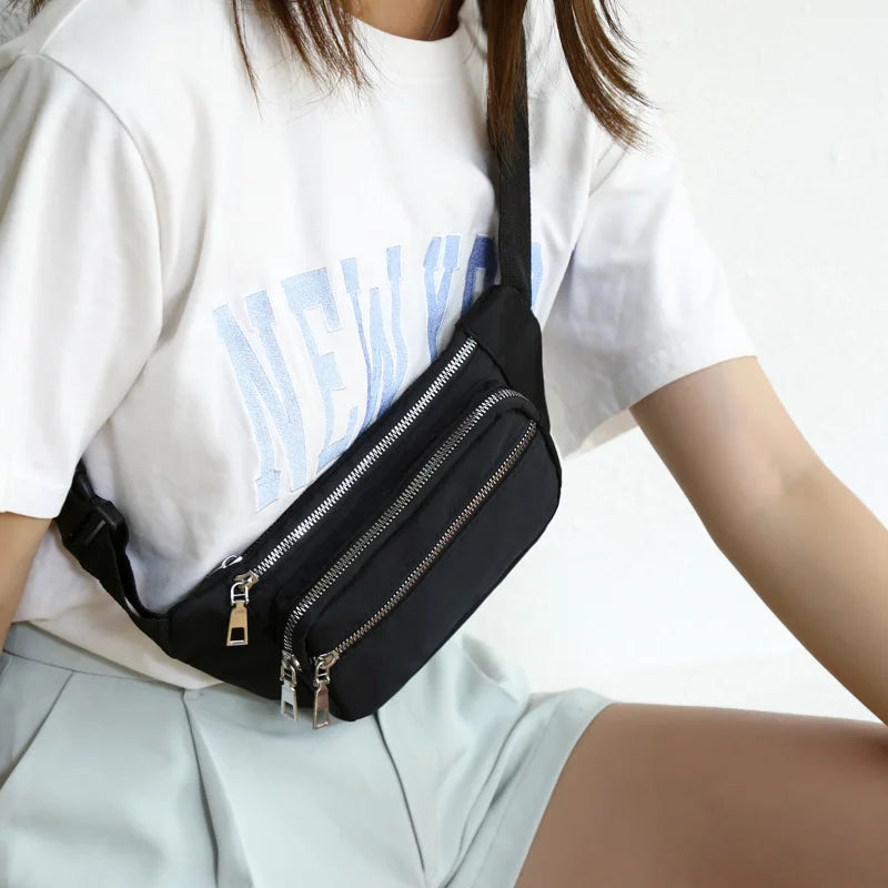 Oxford Cloth Waist Bag Zipper Chest Bag for Women