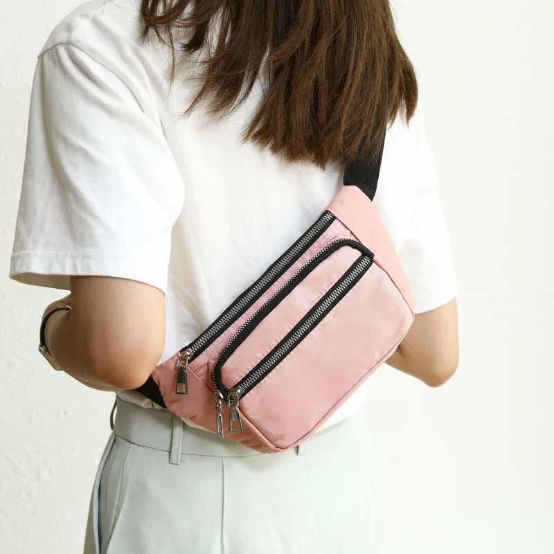 Oxford Cloth Waist Bag Zipper Chest Bag for Women