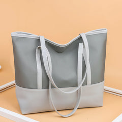 Oxford PU Leather Splicing Shoulder Shopping Bag Large Capacity