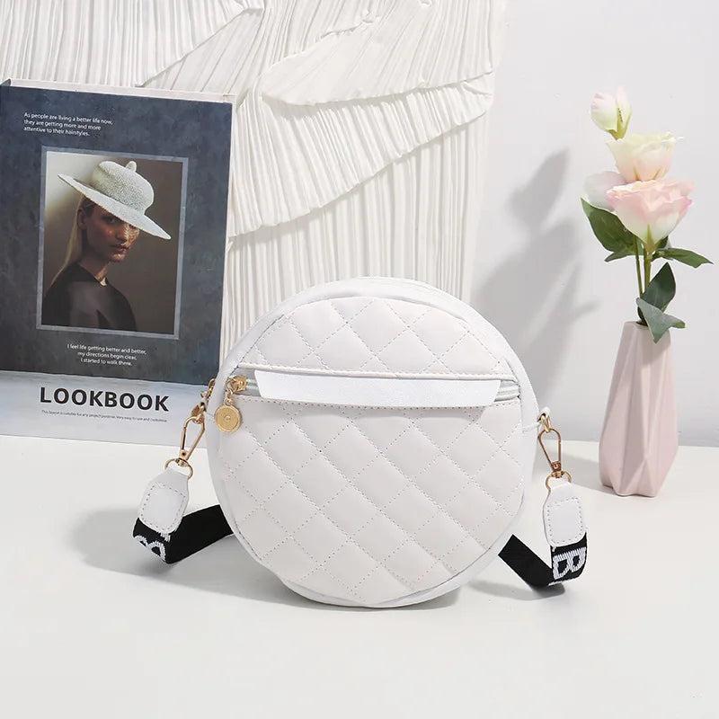 Vintage Small Round Shoulder Bag with Embroidered Crossbody for Women