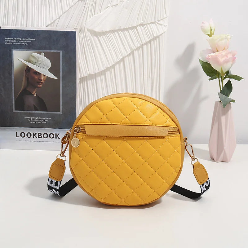 Vintage Small Round Shoulder Bag with Embroidered Crossbody for Women