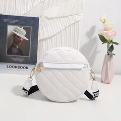 Vintage Small Round Shoulder Bag with Embroidered Crossbody for Women