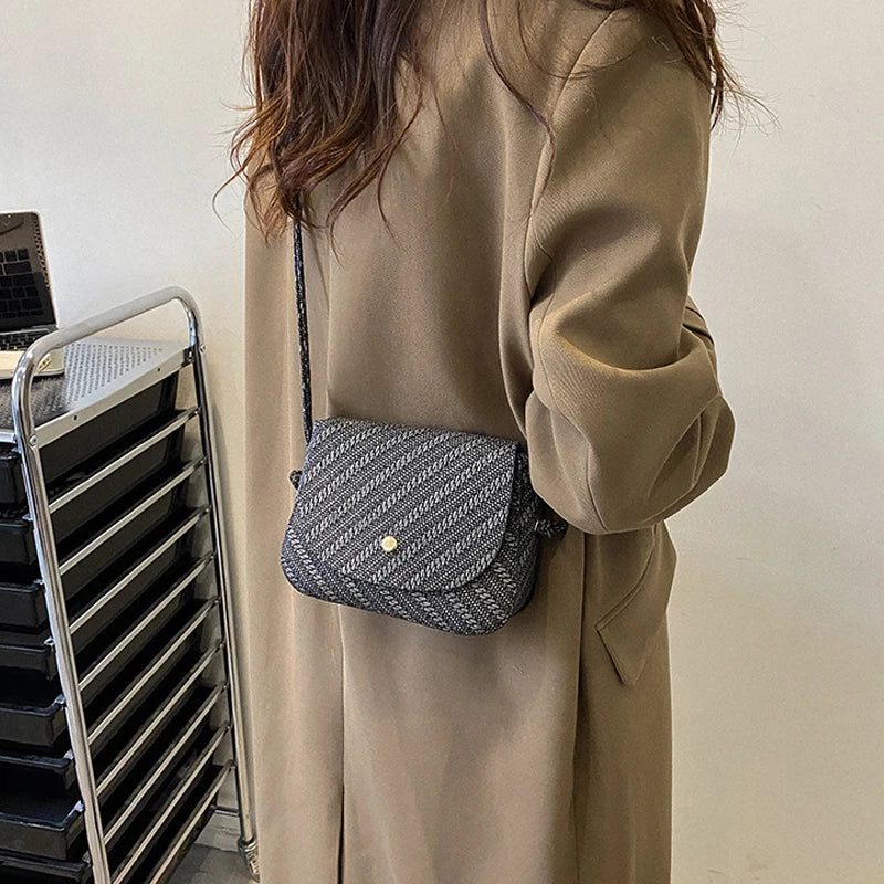PU Small Crossbody Bags Women Mini Retro Patchwork Shoulder Messenger Bag Clutch