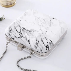 PU Women Messenger Shoulder Bag Retro Evening Clutches Marble Print Clutch Bag