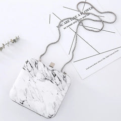 PU Women Messenger Shoulder Bag Retro Evening Clutches Marble Print Clutch Bag