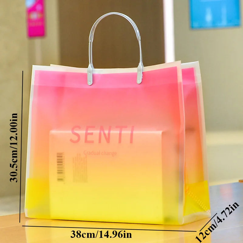 Transparent Frosted Plastic Tote Hanbag Shopper Reusable Shopping Bag