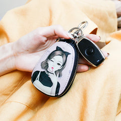 Small Leather Key Wallet Housekeepers Key Holder Case