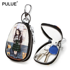 Small Leather Key Wallet Housekeepers Key Holder Case