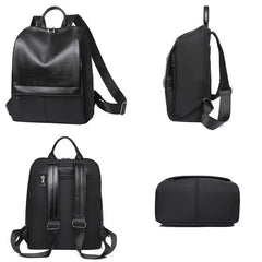 Panelled Backpack Women Preppy Style School Bags for Girls PU Leather Backpacks