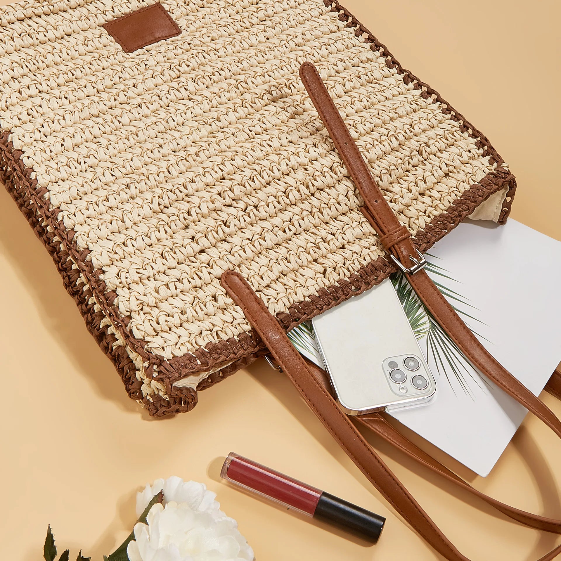 Straw Women Shoulder Bag Paper Woven Lady Handbags Summer Beach Bag