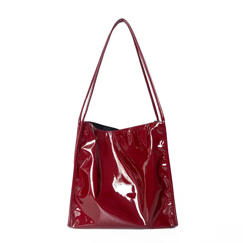Vintage Patent Leather Shoulder Bag Women