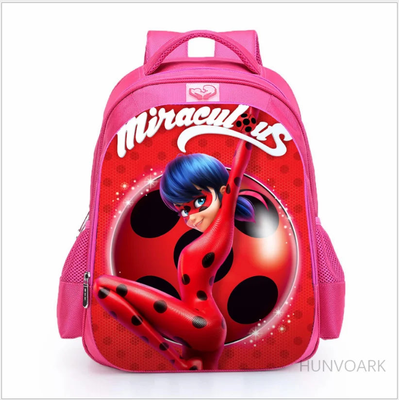 Pink Girl Backpack Cartoon Schoolbag with Lightening Schoolgirl