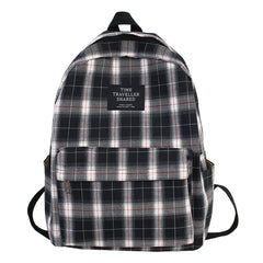 Plaid Canvas Women's Backpack College Student Backpack Teenage School Bags