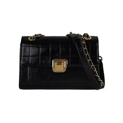 High-Plaid PU Crossbody Bag Chain Shoulder Flap Handbag