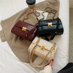 High-Plaid PU Crossbody Bag Chain Shoulder Flap Handbag