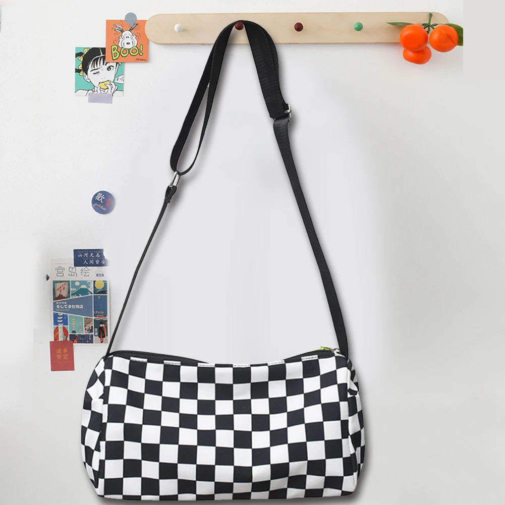 Plaid Messenger Bags Retro Sling Bag Unisex Sports Travel Satchel