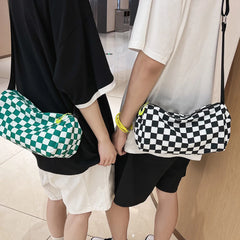 Plaid Messenger Bags Retro Sling Bag Unisex Sports Travel Satchel