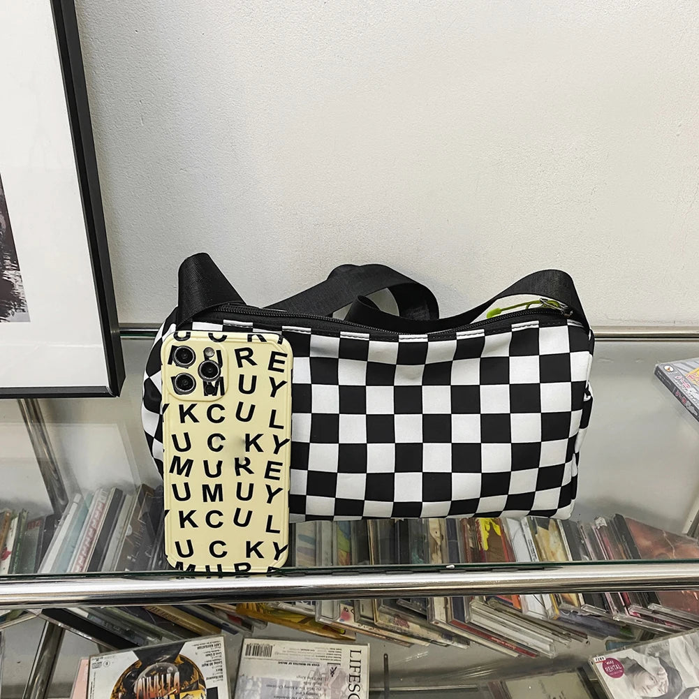 Plaid Messenger Bags Retro Sling Bag Unisex Sports Travel Satchel