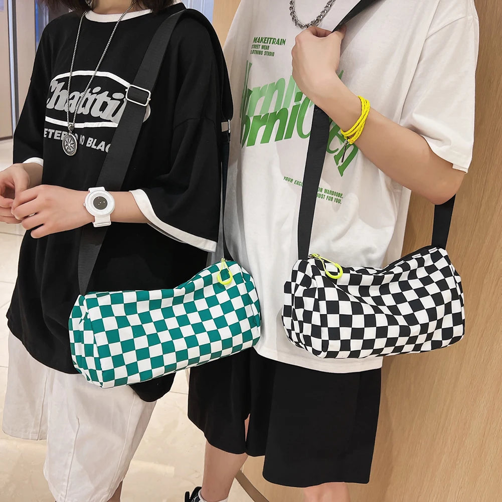 Plaid Messenger Bags Retro Sling Bag Unisex Sports Travel Satchel