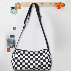 Plaid Messenger Bags Retro Sling Bag Unisex Sports Travel Satchel