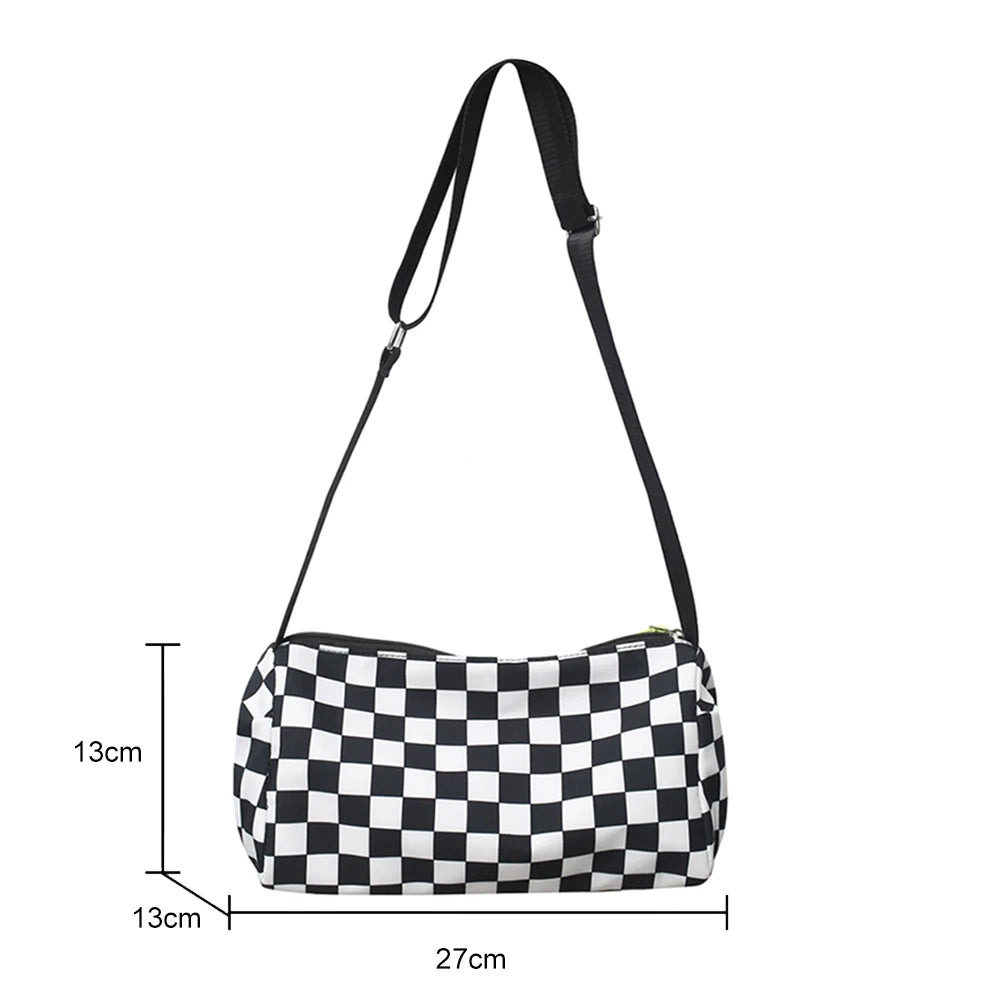 Retro Plaid Shoulder Tote Bag Crossbody Sports Satchel