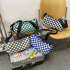 Retro Plaid Shoulder Tote Bag Crossbody Sports Satchel