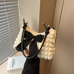 Plaid Women Crossbody Bag Bow Handbags Soft Shoulder