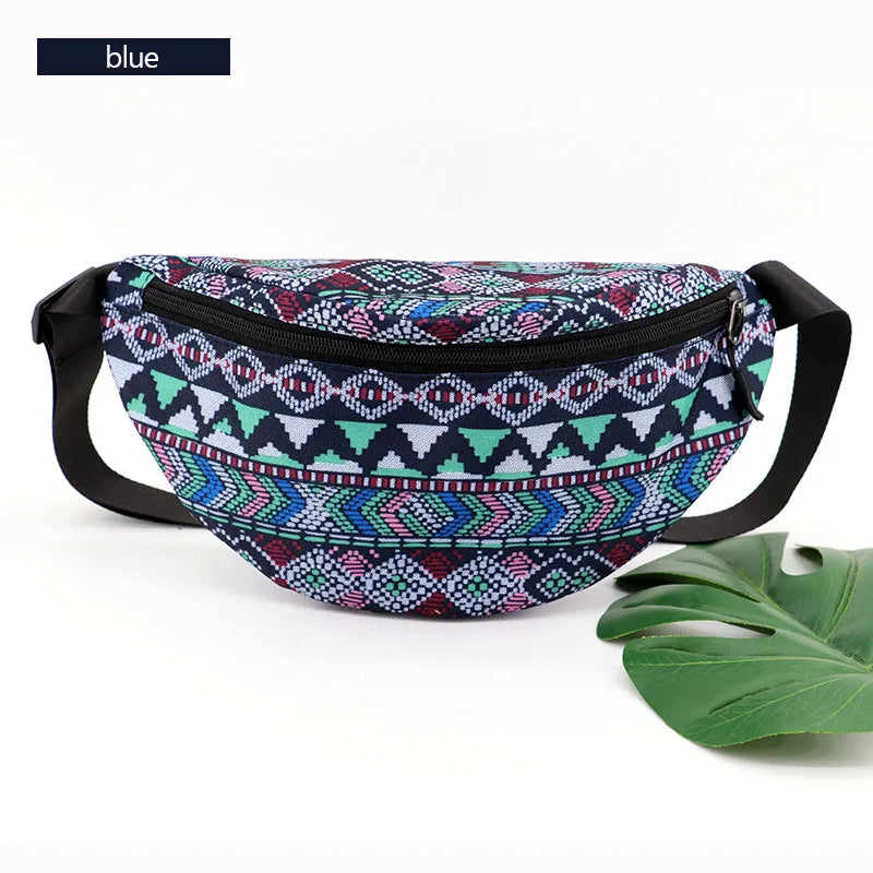 Leaf Women Fanny Pack Canvas Waist Bag Zipper Female Travel Banana Bag