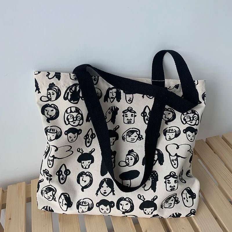 Large Capacity Canvas Shoulder Bag Casual Tote