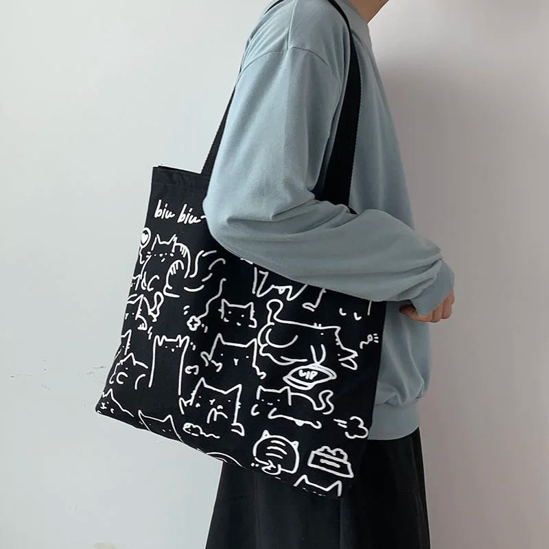 Large Capacity Canvas Shoulder Bag Casual Tote