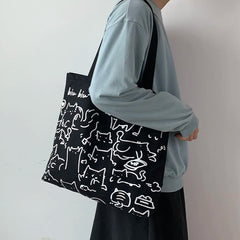 Large Capacity Canvas Shoulder Bag Casual Tote