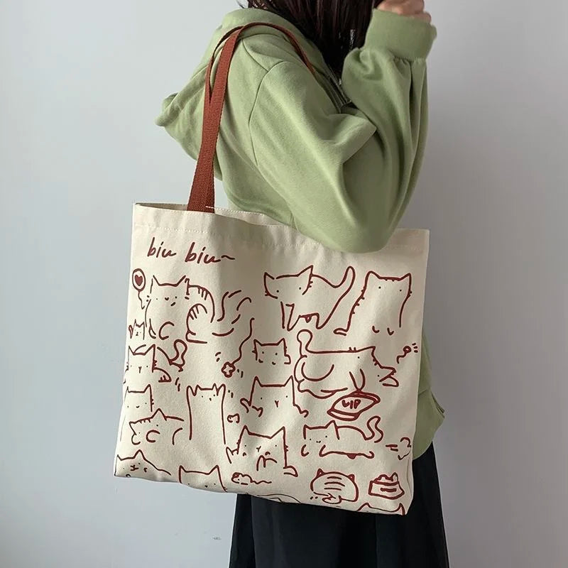 Large Capacity Canvas Shoulder Bag Casual Tote