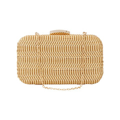 Hand-weave Clutches Handbags With Metal Chain Shoulder Crossbody Bags