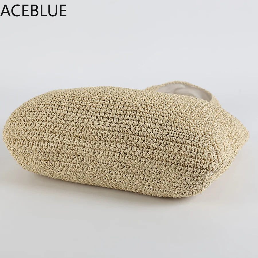 Rattan Women Shoulder Bags Woven Handbags Large Capacity Straw Bag