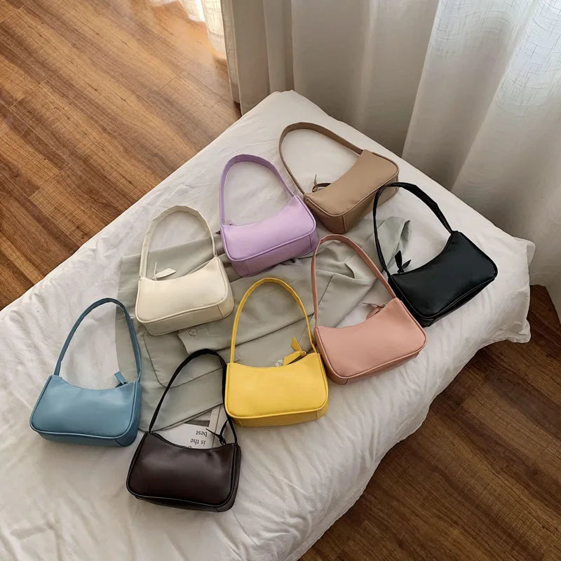 Retro Totes Bags for Women Solid Vintage Handbag Female Small Subaxillary Bags