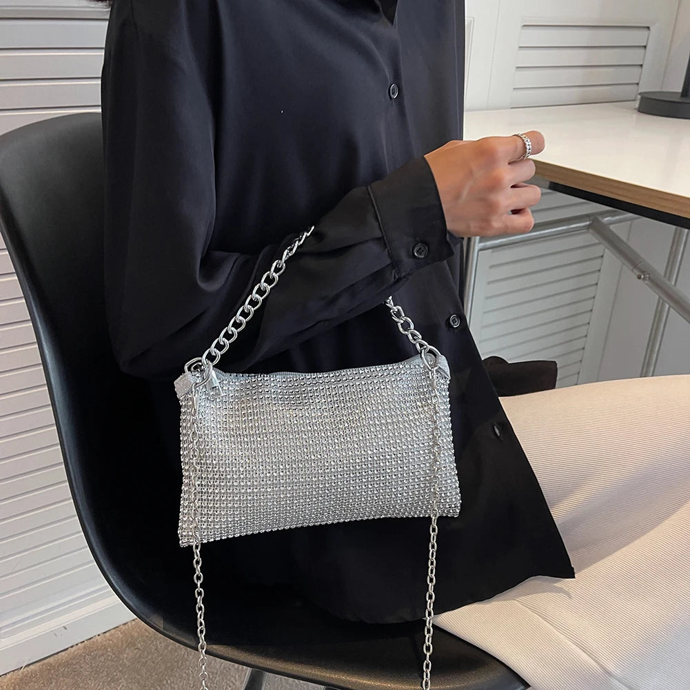 Stylish Rhinestone Shoulder Messenger Bag Crossbody Handbag