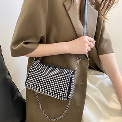 Rhinestone Shoulder Messenger Crossbody Bag Diamond Chain Ladies Casual Purse