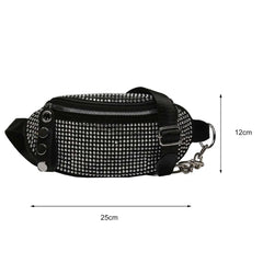 Rhinestone Waist Bag Diamond Fanny Pack Chain Shoulder Crossbody Belt Bags