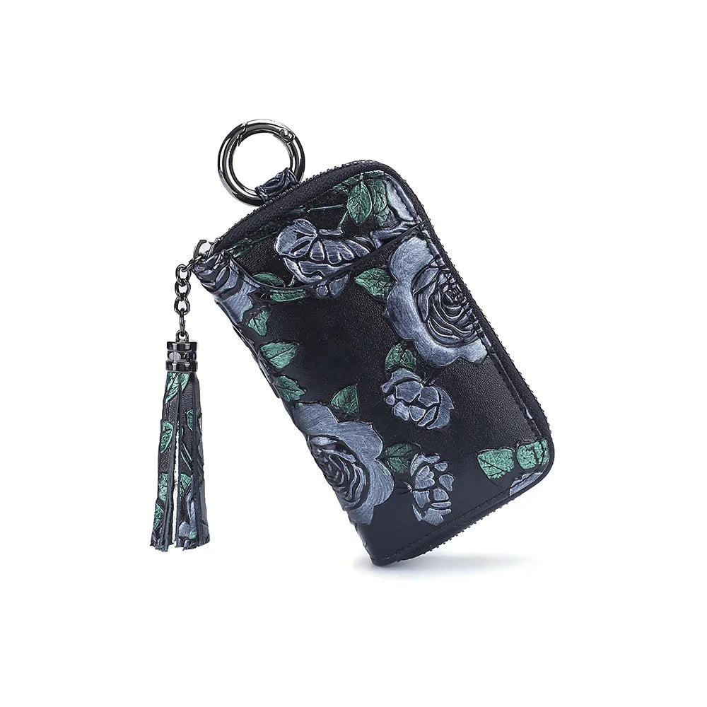 Rose Printing Key Case Leather Key Wallets Bag