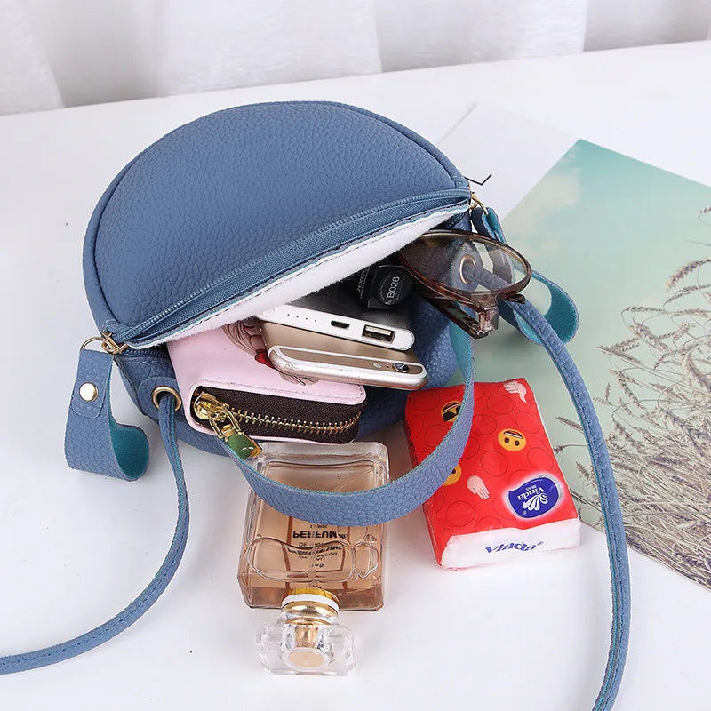 Round Handbags High PU Leather Women Crossbody Bags Small Fresh...