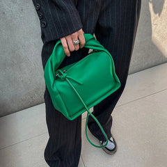Ruched Square Women Handbags Shoulder Bags Soft Pu Leather Crossbody Bag
