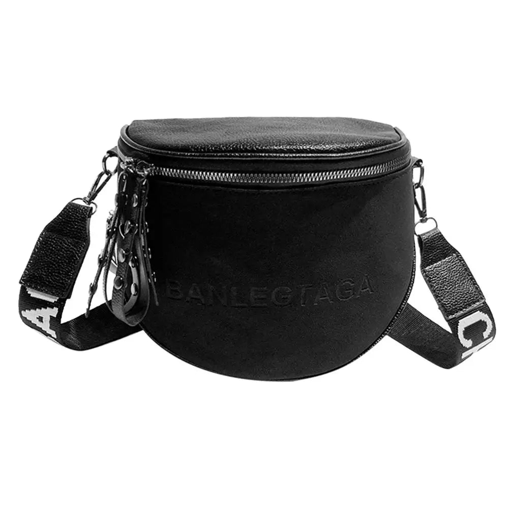 Semicircle Saddle Crossbody Bag Wide Straps Travel Purses