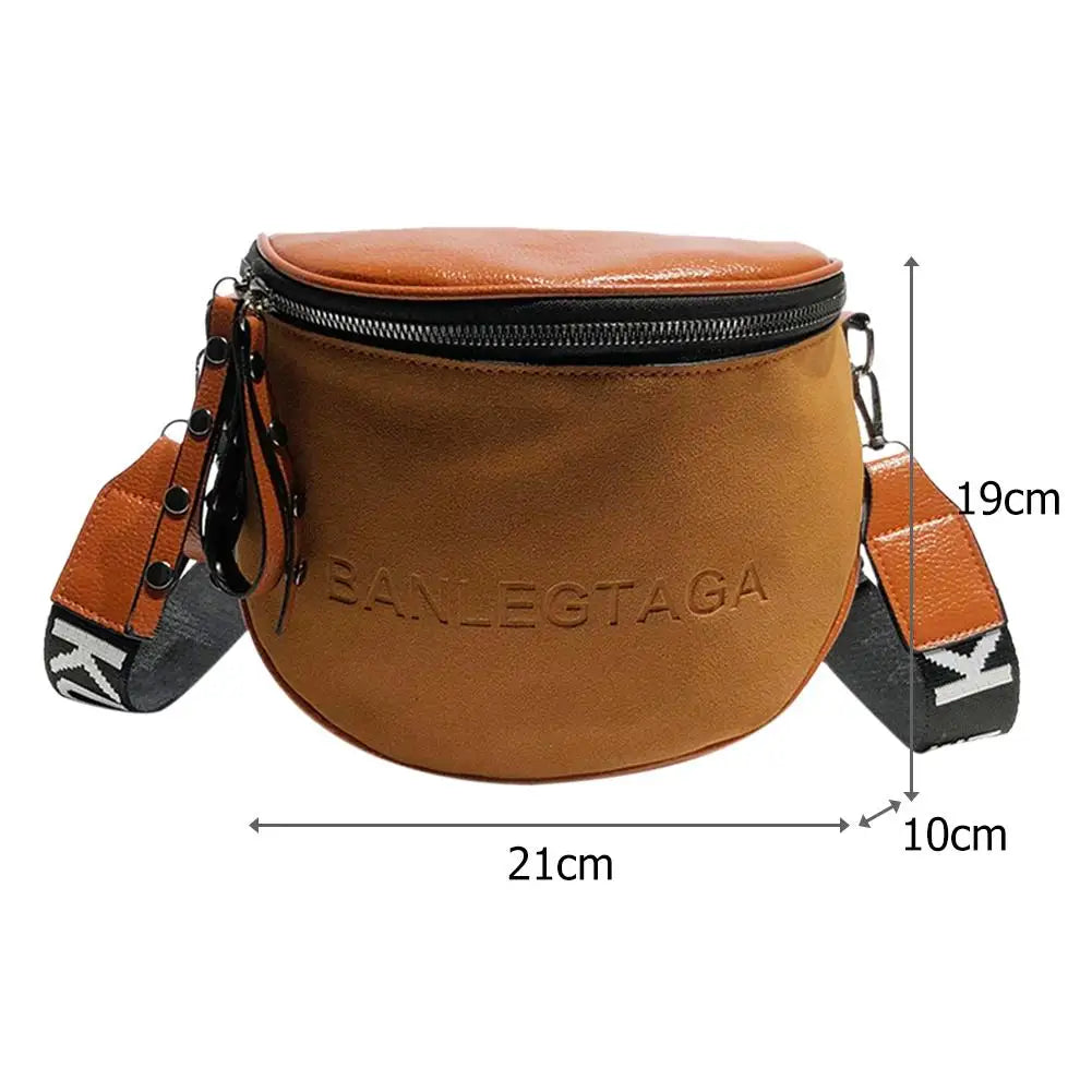 Semicircle Saddle Crossbody Bag Wide Straps Travel Purses