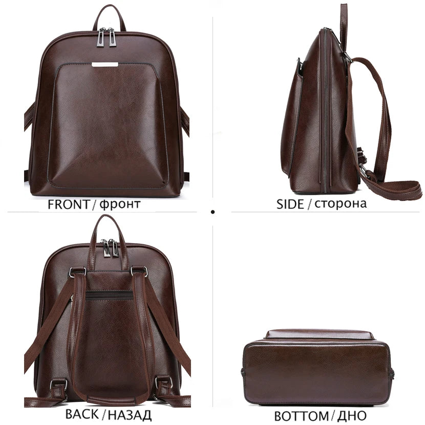 Sequined Leather Backpack Women Shoulder Bag Large Capacity Travel Bag