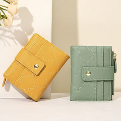Plaid PU Leather Women's Short Wallet with Coin Purse