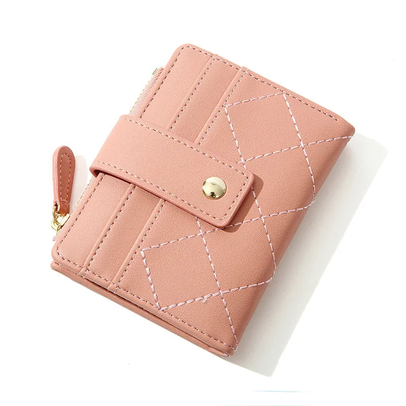 Plaid PU Leather Women's Short Wallet with Coin Purse