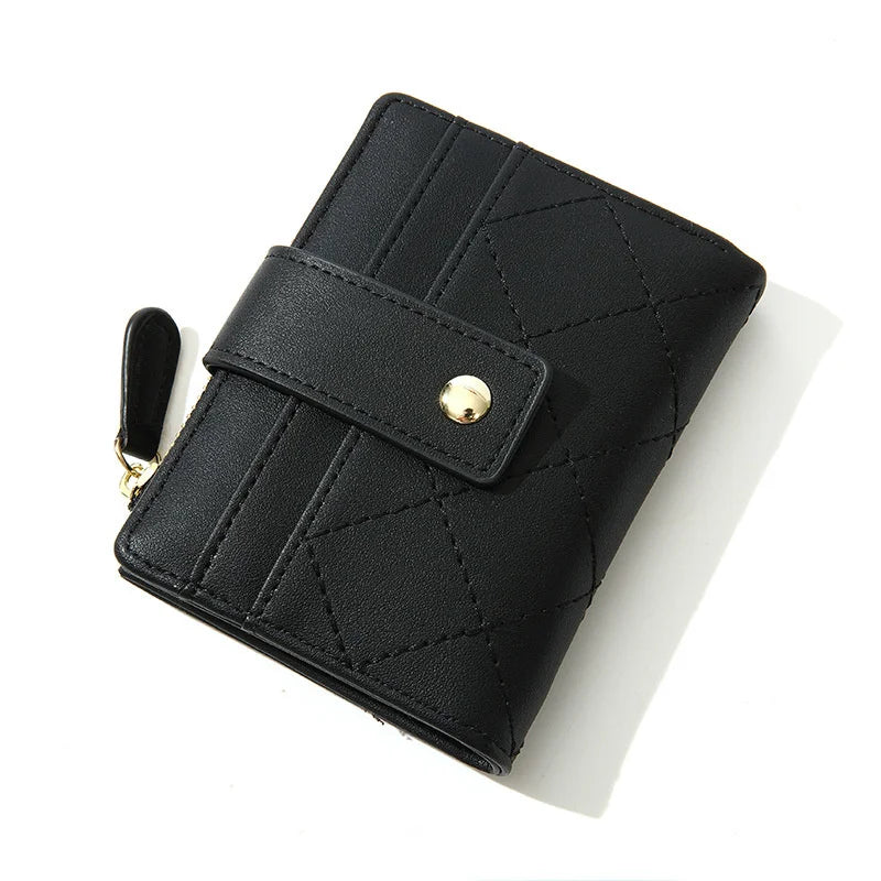 Women's Plaid PU Leather Short Wallet with Coin Purse