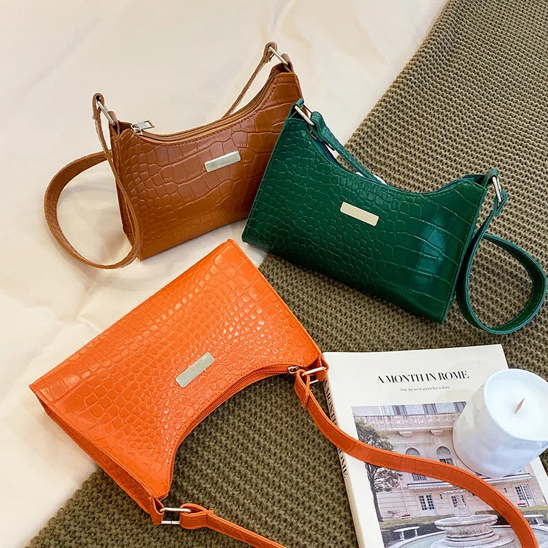 Crocodile Pattern Shoulder Bag for Women Crossbody Purse Handbags