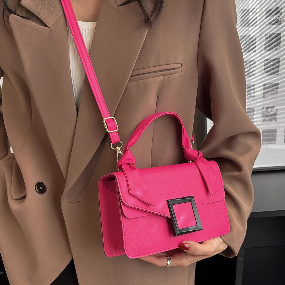 PU Leather Shoulder Bag Top-handle Knot Handle Women